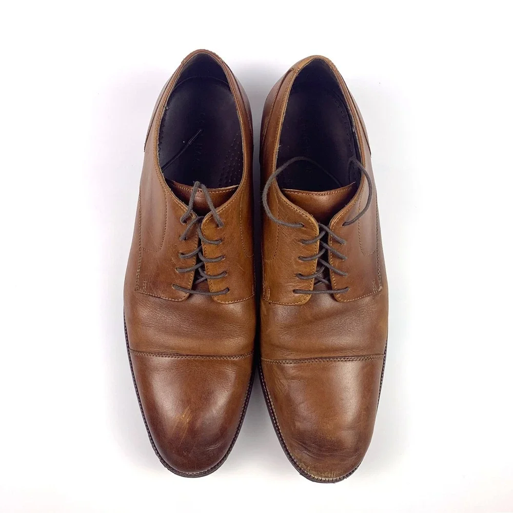 Cole Haan Benton Cap Toe Derby II Leather Oxford Shoes Mens Sz 13 M Brown C24120
